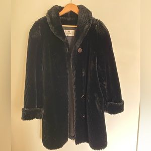 Vintage Black Faux Fur Coat